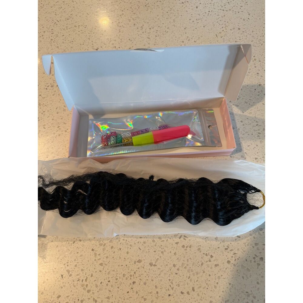 14in Deep Wave Human Hair Crochet Braids Pre-Separated 65g Natural Black